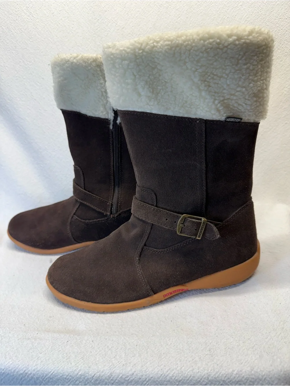 Merrell Dark Brown Faux-Shearling Mid-Calf Winter Boots Boys or Girls Waterproof